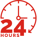 24 hours a day icon for the primary us website in West Texas